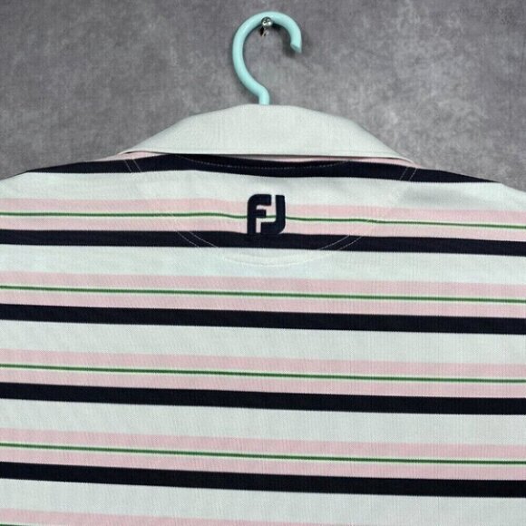 Footjoy Golf Polo Shirt Mens Large Multi Color Striped McConnell Golf LOGO - Picture 9 of 13